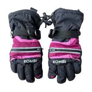 Kombi Kids Winter Ski Gloves Black Pink Childrens Junior Small Waterproof